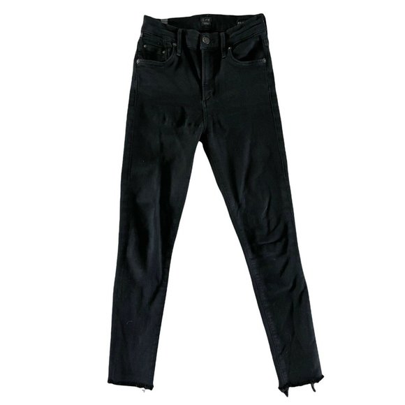 Citizens of Humanity Rocket High Rise Skinny Black Raw Hem 24 Stretch $188 - Picture 4 of 12